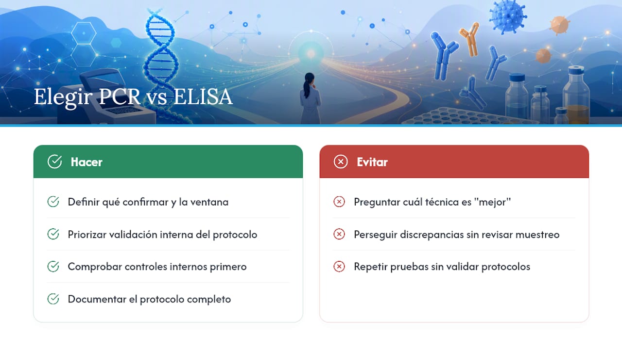 Lo que aprendí eligiendo entre PCR y ELISA bajo presión de tiempo — overview diagram