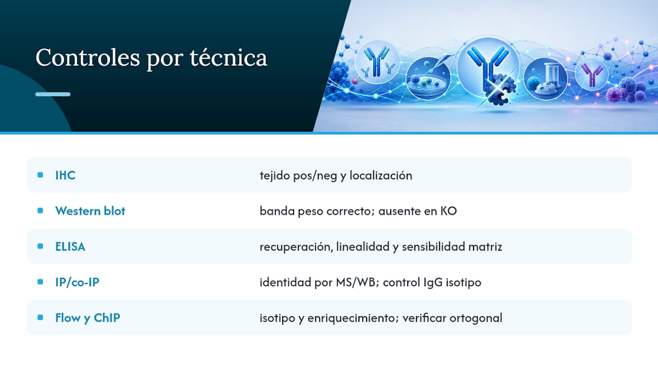 Criterios de validación según la técnica experimental