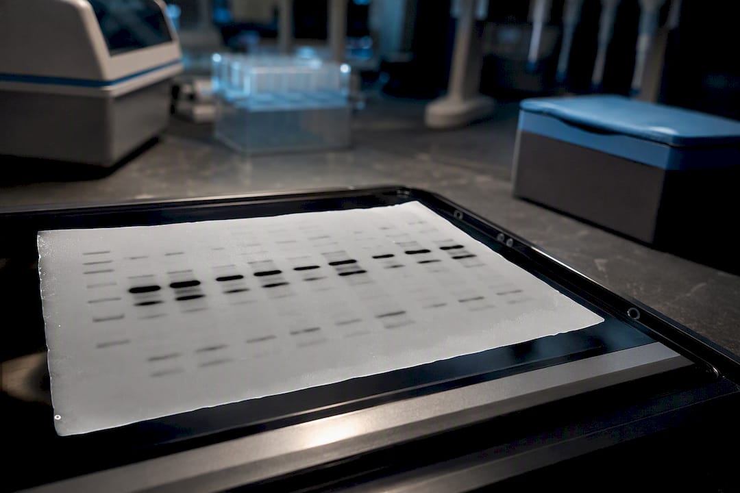 Membrane de western blot avec des bandes protéiques