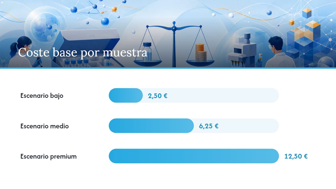 Cómo convertir el precio del kit en coste por muestra — overview diagram