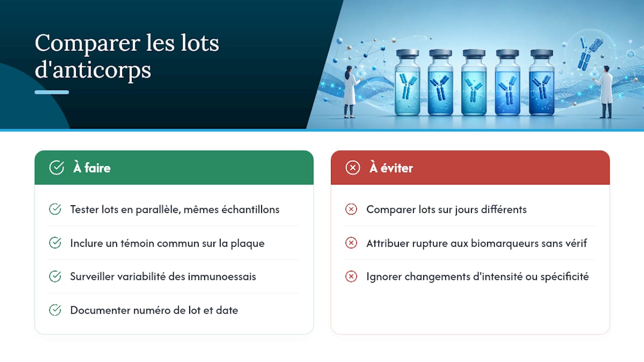 Comment la variabilité de lot fausse ELISA, western blot et IHC — overview diagram