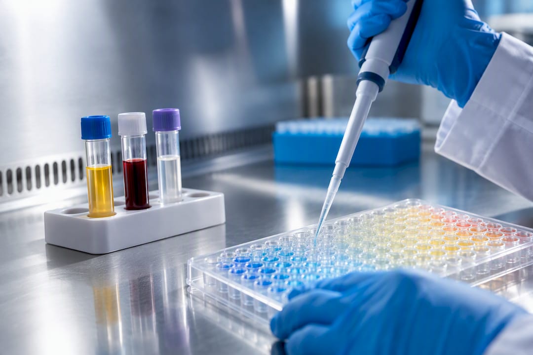 Placa ELISA y muestras de diferentes matrices