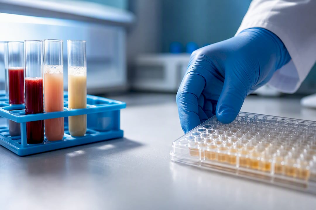 Muestras hemolizadas y lipémicas junto con microplaca ELISA