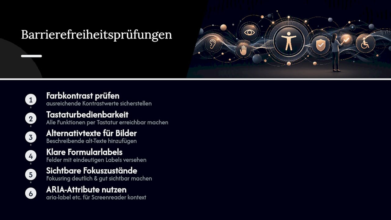 Fünf Prüfbereiche für barrierefreie Webseiten