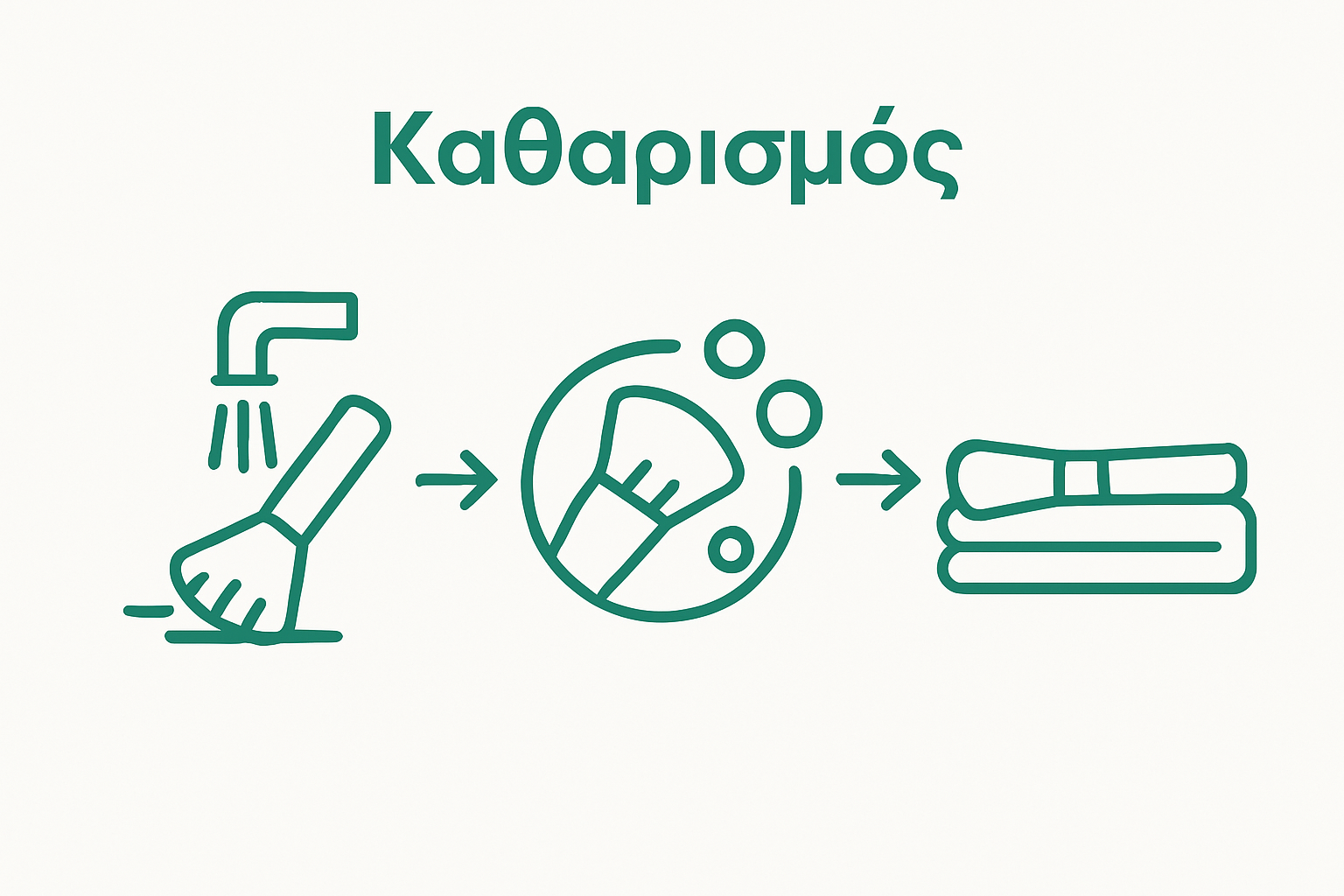 Infographic showing three steps: rinse, soap, dry makeup brushes
