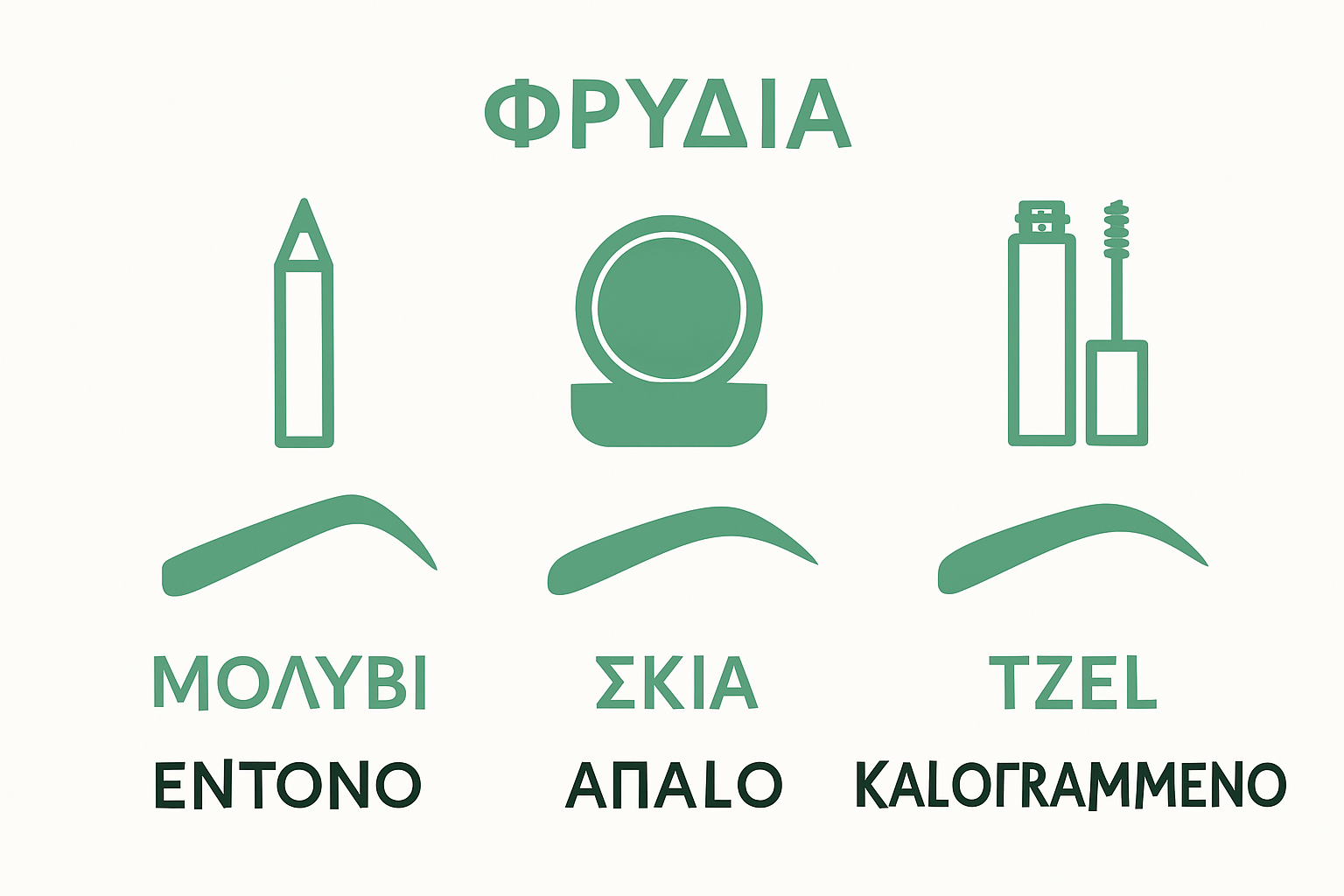 Simple infographic comparing eyebrow makeup product types and effects