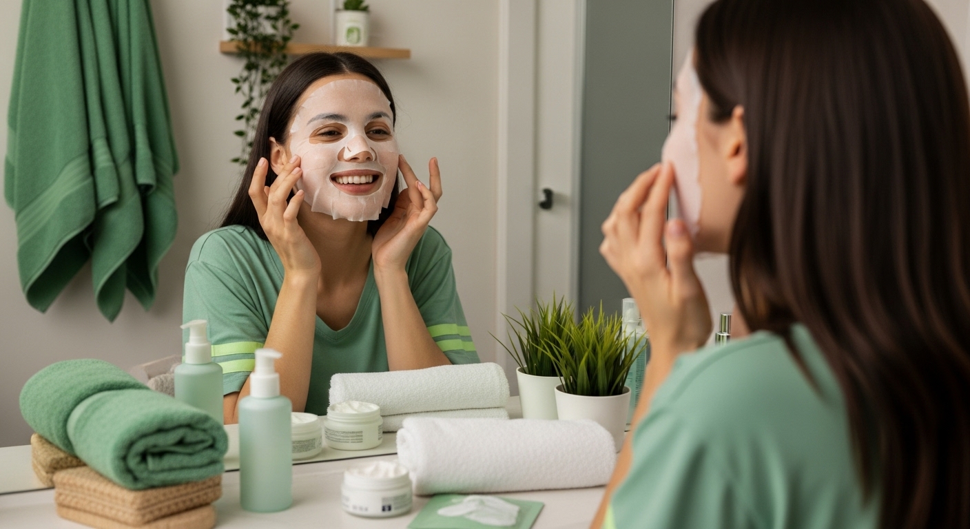 friends use sheet masks