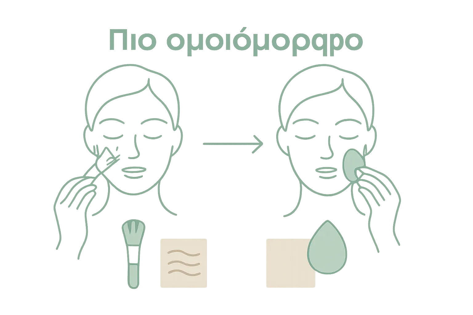 Σύγκριση beauty blender με πινέλο για εφαρμογή βάσης