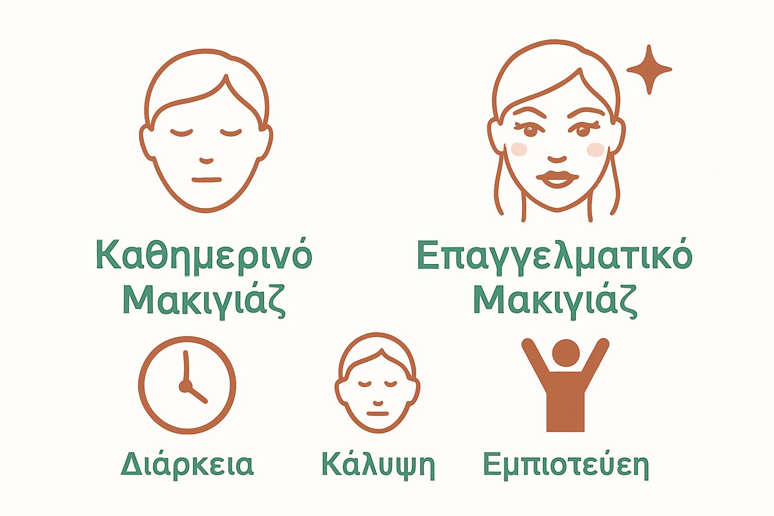 Infographic comparing professional vs. everyday makeup on duration, coverage, and confidence