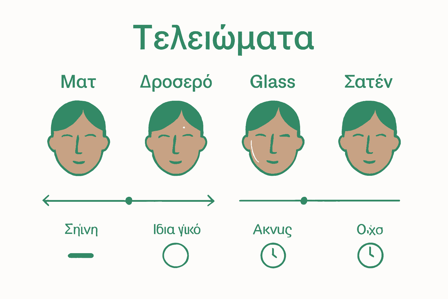 Simple infographic comparing four makeup finishes