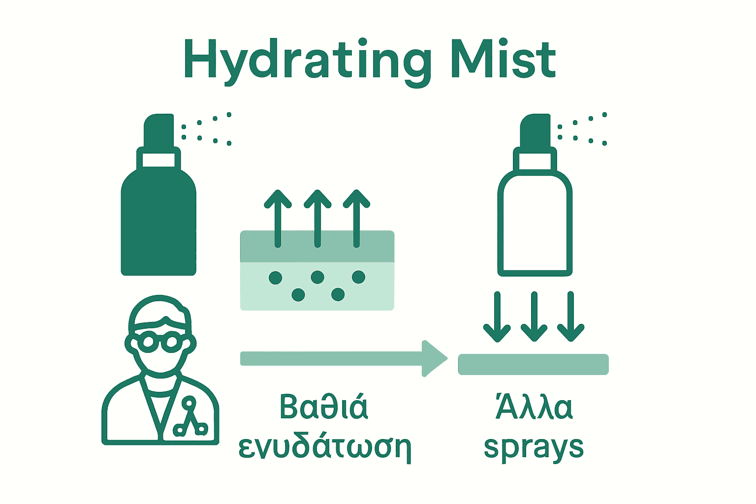 Σύγκριση hydrating mist με απλό spray προσώπου με εικονίδια