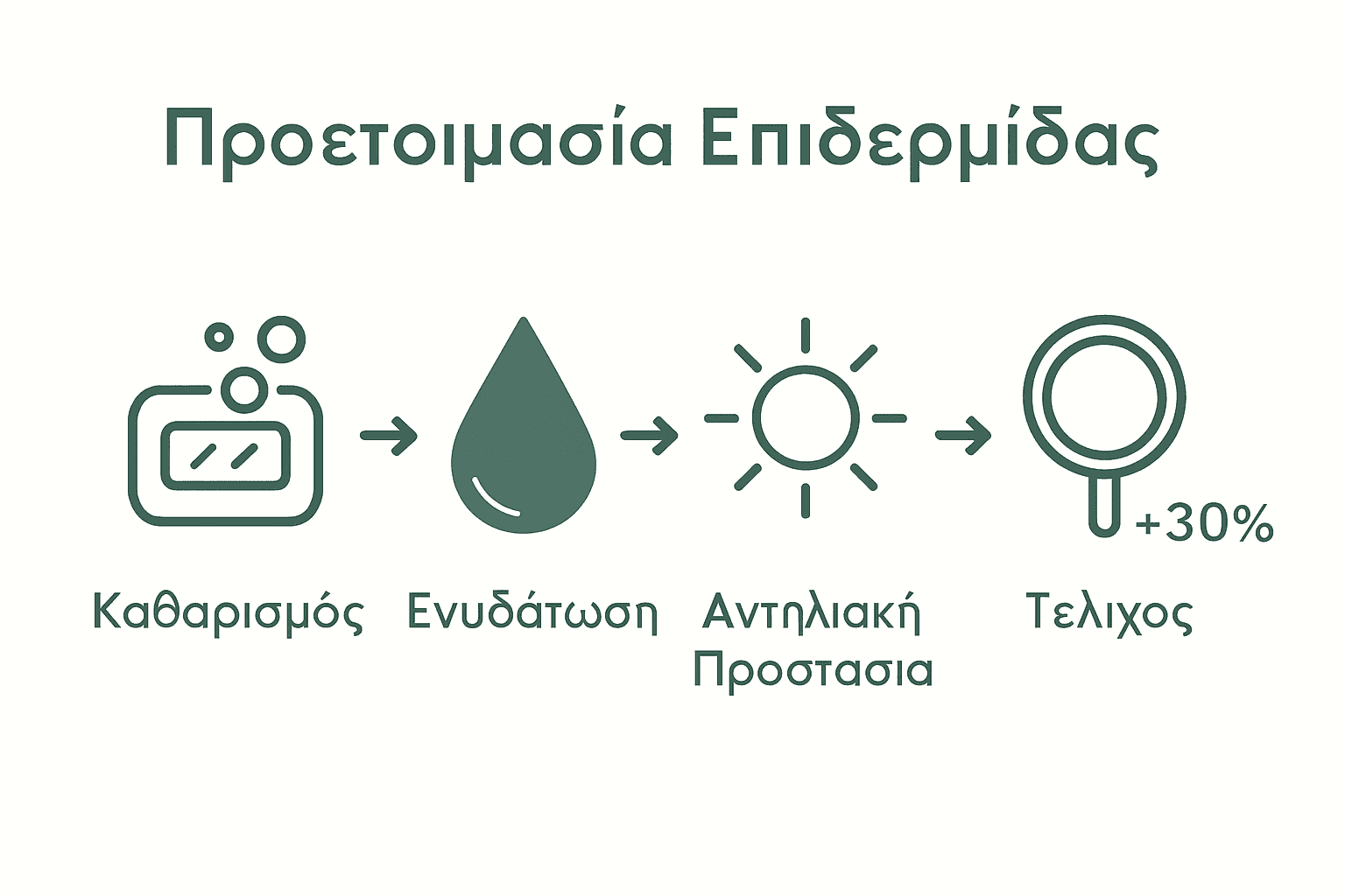 Διαδικασία skincare πριν το μακιγιάζ με εικονίδια