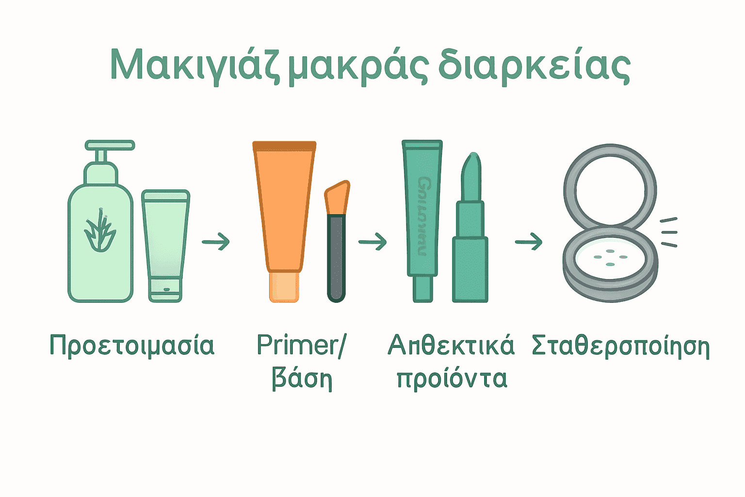 Infographic illustrating steps for long-lasting makeup