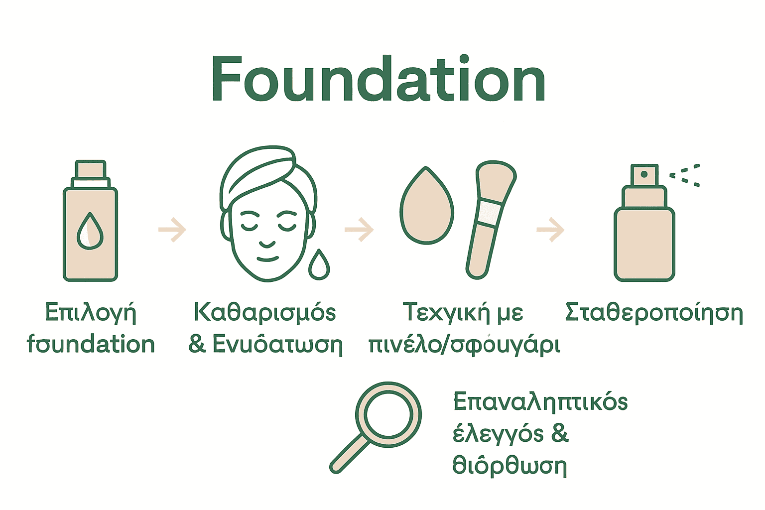 Infographic με τα 5 βήματα σωστής εφαρμογής foundation