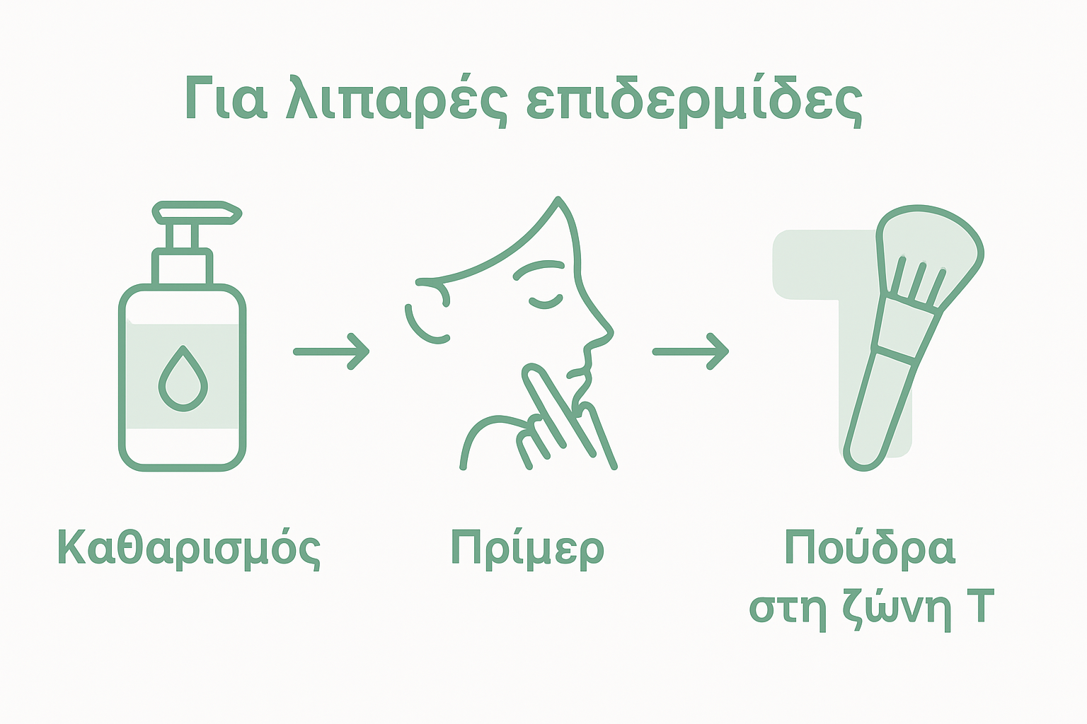 Infographic: cleansing, priming, powder for oily skin