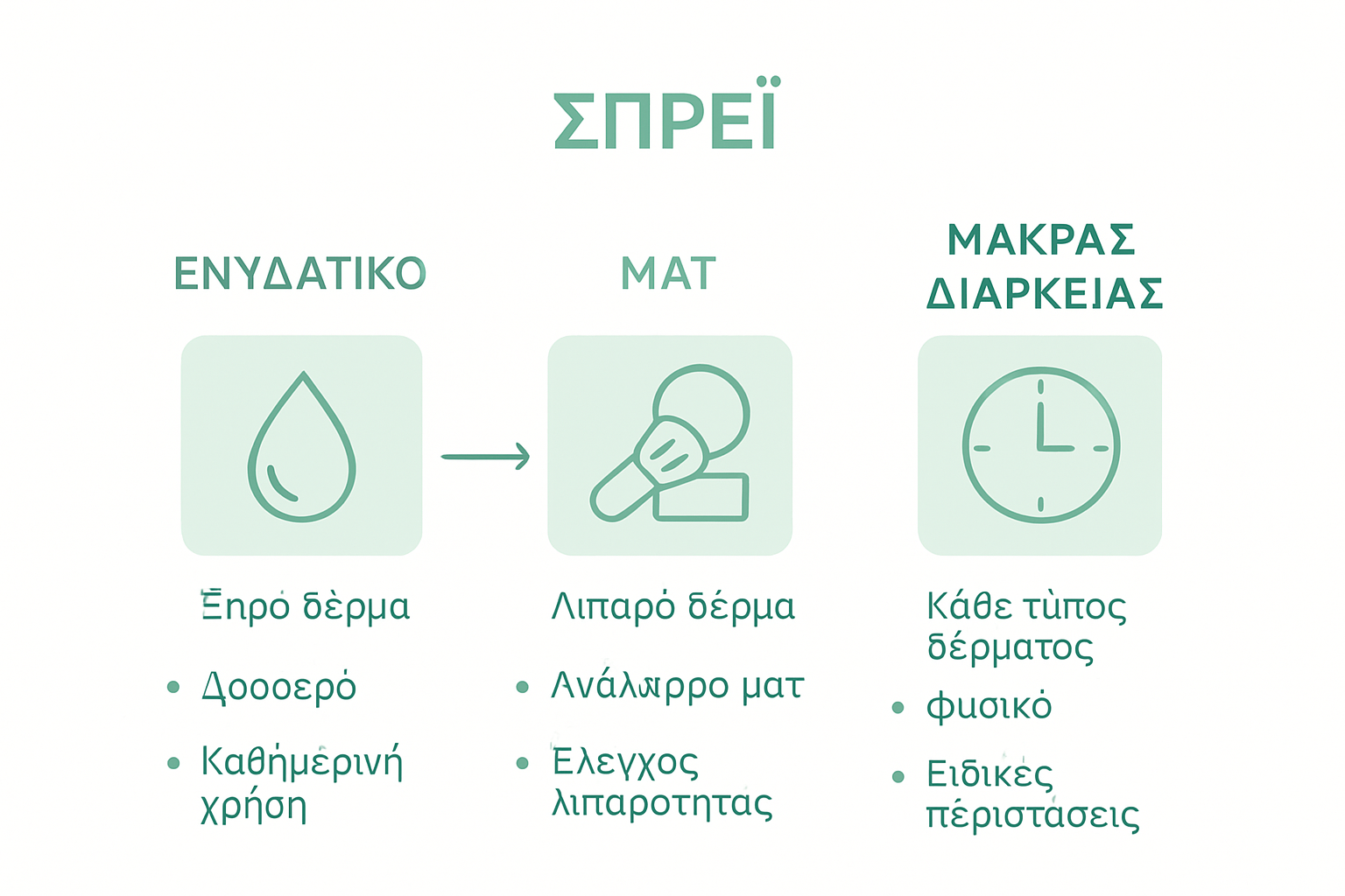 Infographic comparing 3 types of setting sprays