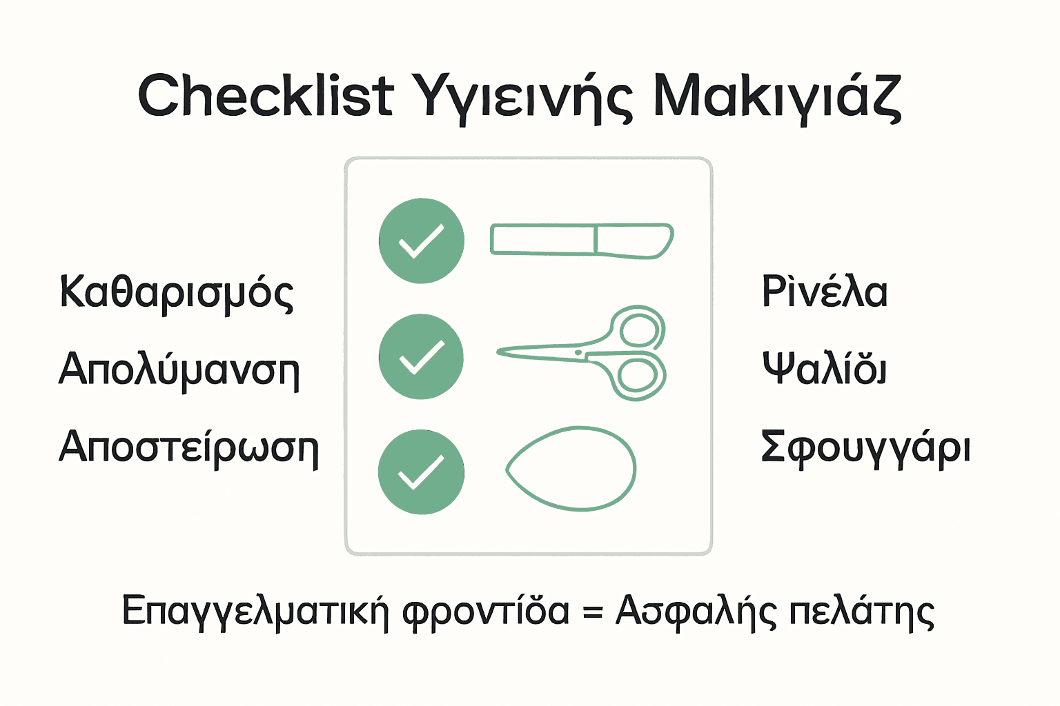 Εικονογράφηση με βασικές συμβουλές καθαριότητας για τα πινέλα και τα εργαλεία του μακιγιάζ