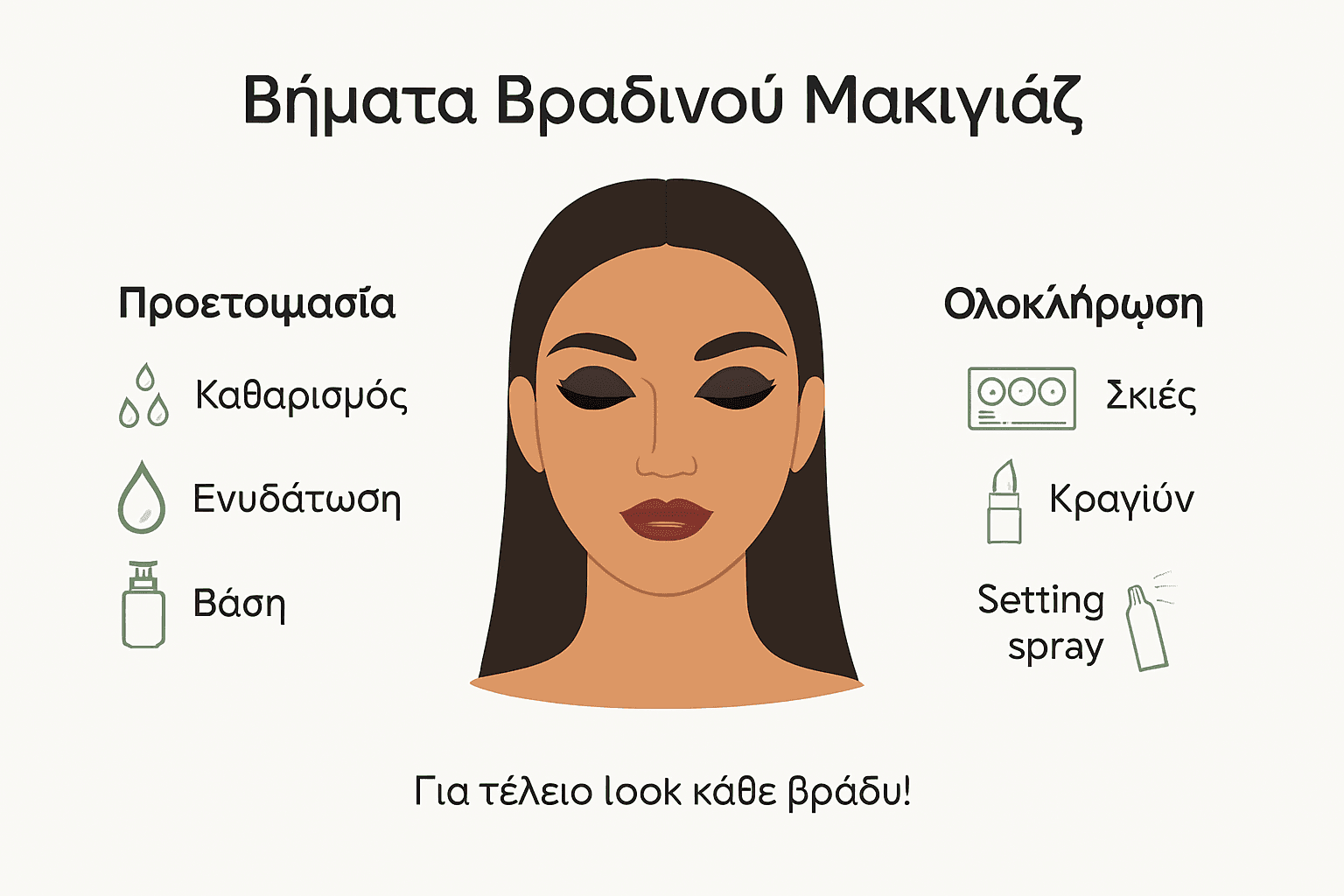 Οδηγός βραδινού μακιγιάζ: Βήματα σε ένα κατατοπιστικό infographic