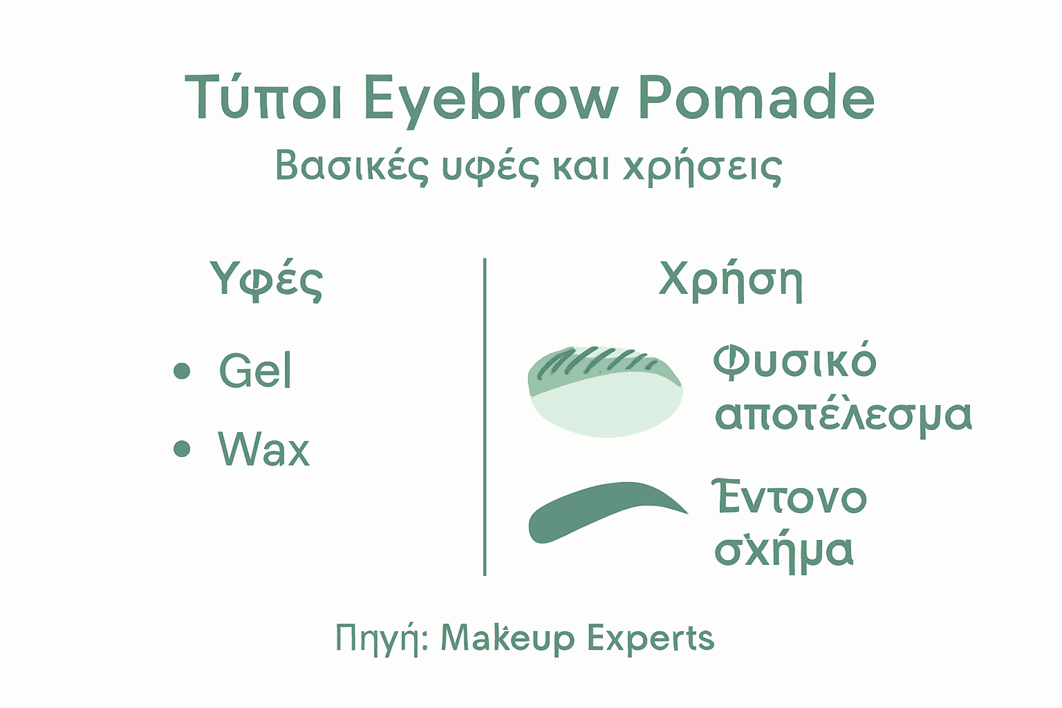 Εικονογραφημένος οδηγός με όλα τα είδη pomade για τα φρύδια και πώς τα χρησιμοποιούμε
