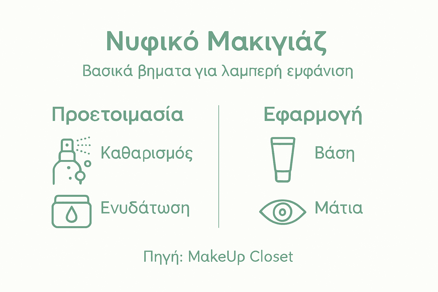 Εικονογραφημένος οδηγός με τα βασικά βήματα για το νυφικό μακιγιάζ
