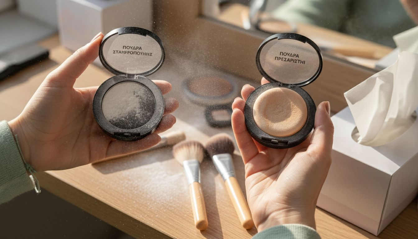 Ποια είναι η διαφορά ανάμεσα στην fixing powder και την setting powder; Αναλύουμε τα χαρακτηριστικά και τις χρήσεις τους για να διαλέξετε το προϊόν που ταιριάζει καλύτερα στη δική σας καθημερινή ρουτίνα μακιγιάζ.