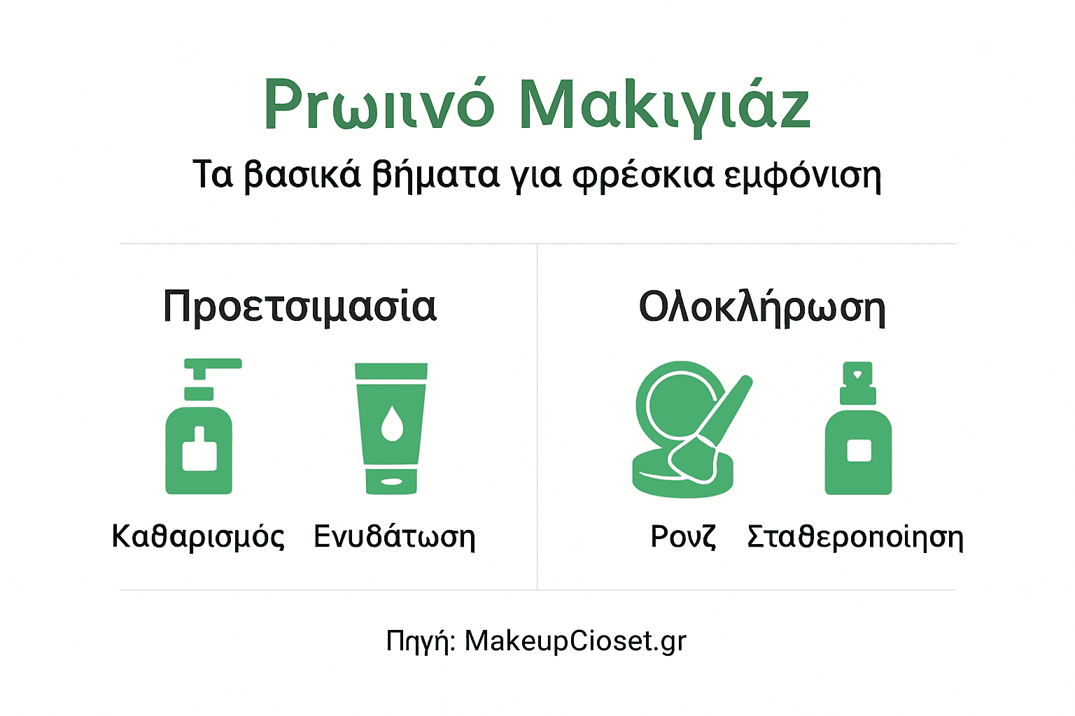 Δείτε με μια ματιά τα βασικά βήματα για το πρωινό μακιγιάζ μέσα από το infographic.