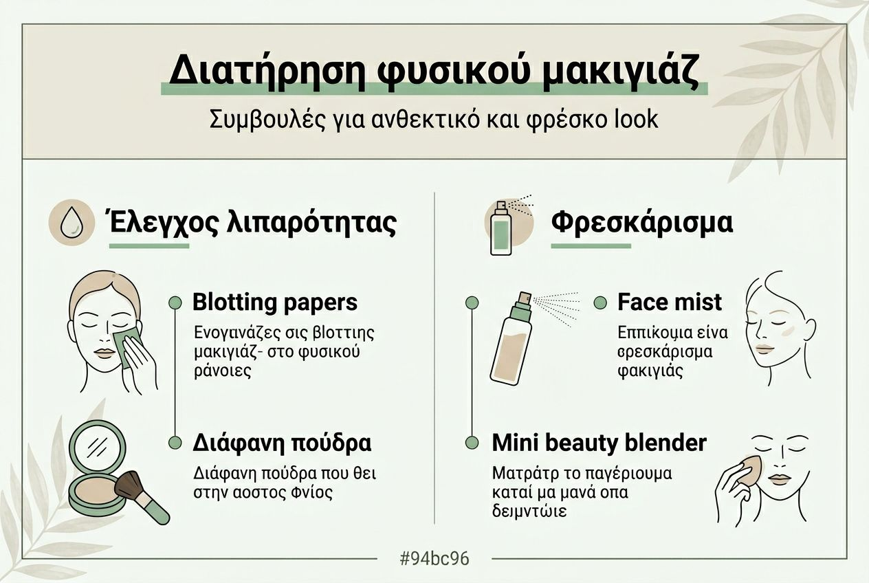 Γραφικό με έξυπνα tips για να διαρκεί το μακιγιάζ σου περισσότερο και να δείχνει πάντα φρέσκο