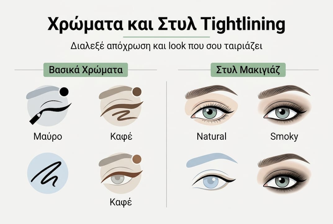 Εικονογραφημένος οδηγός για χρώματα και στιλ tightlining – Όλα όσα πρέπει να ξέρεις για να αναδείξεις το βλέμμα σου με τις σωστές αποχρώσεις και τεχνικές.