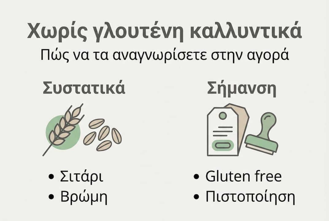 Μινιμαλιστικό infographic για την αναγνώριση καλλυντικών χωρίς γλουτένη