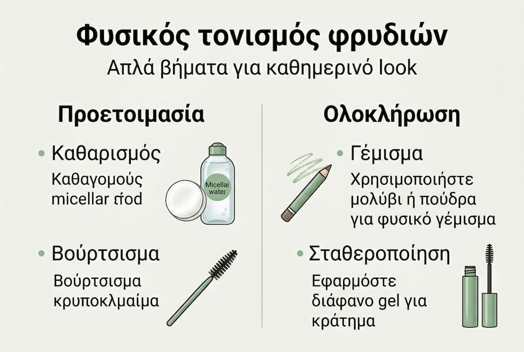 Οδηγός με εικόνες: Βήματα για φυσική ενίσχυση των φρυδιών