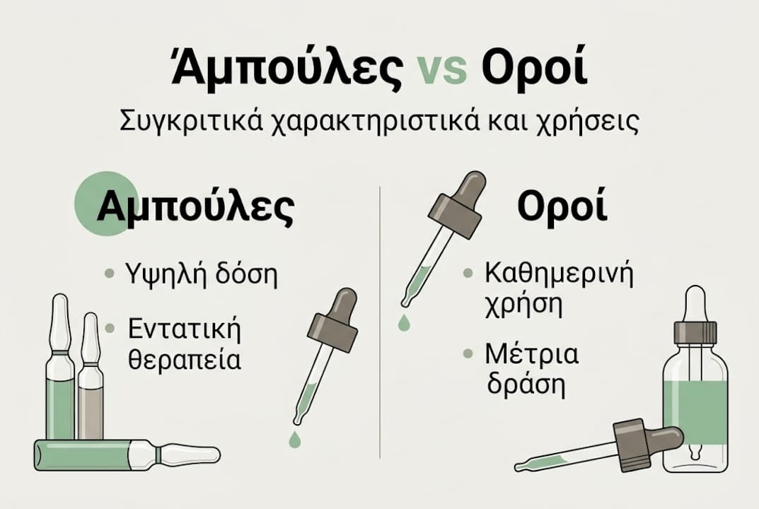 Εικονογραφημένος οδηγός: Ποια είναι οι διαφορές ανάμεσα σε αμπούλες και ορούς προσώπου;
