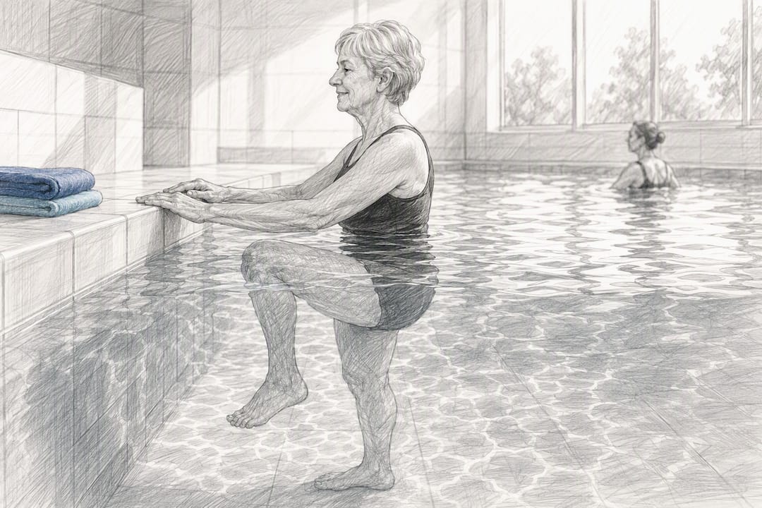 Older adult exercising in warm water