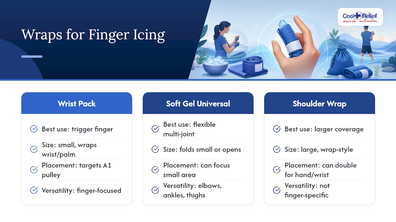 Find the Right Cool Relief Wrap for Finger and Wrist Icing — overview diagram