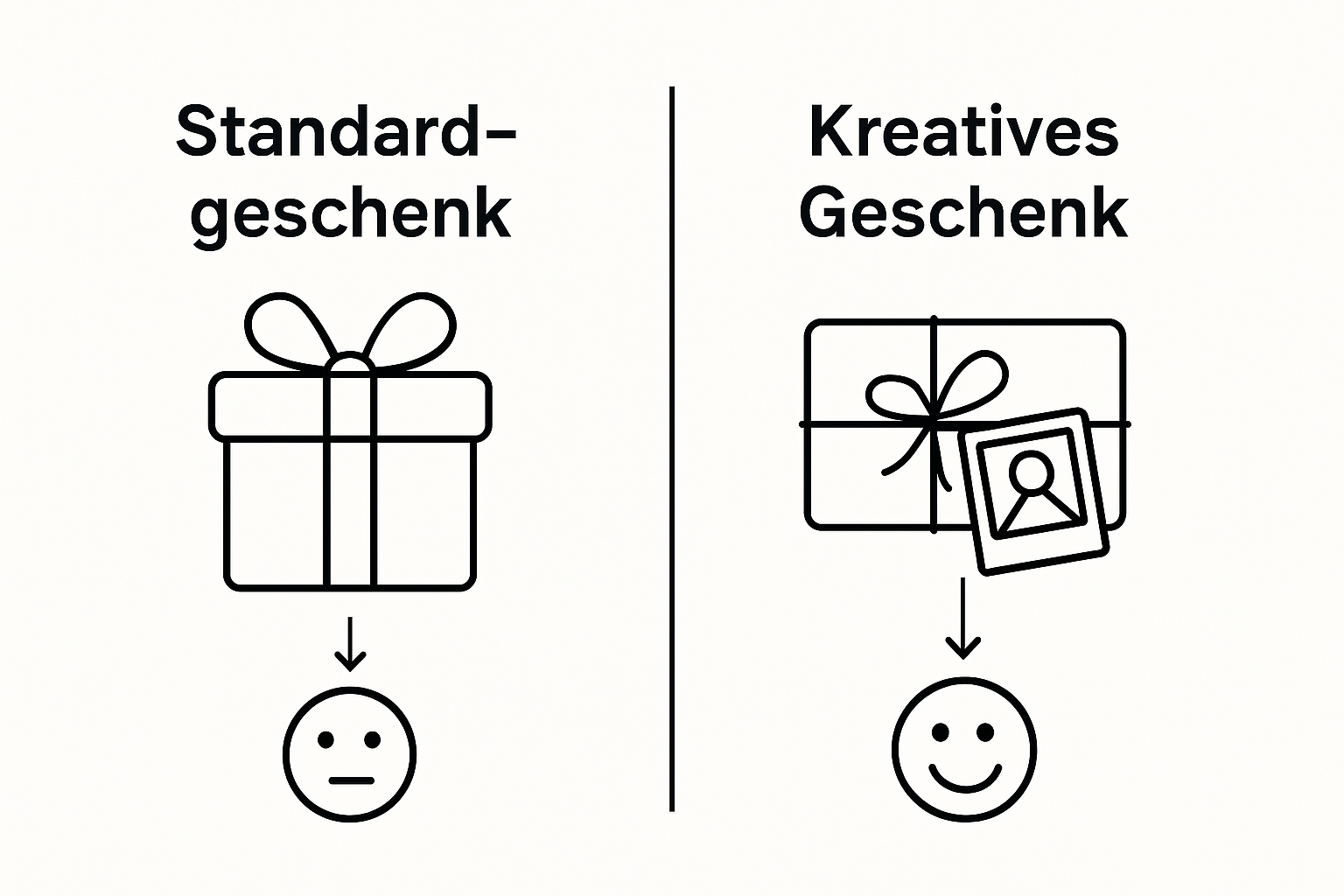 Infographic comparing standard and creative gifts by emotional impact