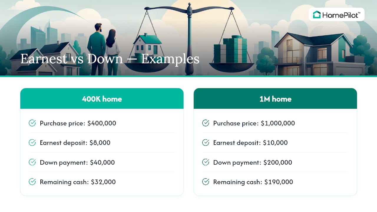 Earnest money credits reducing cash to close