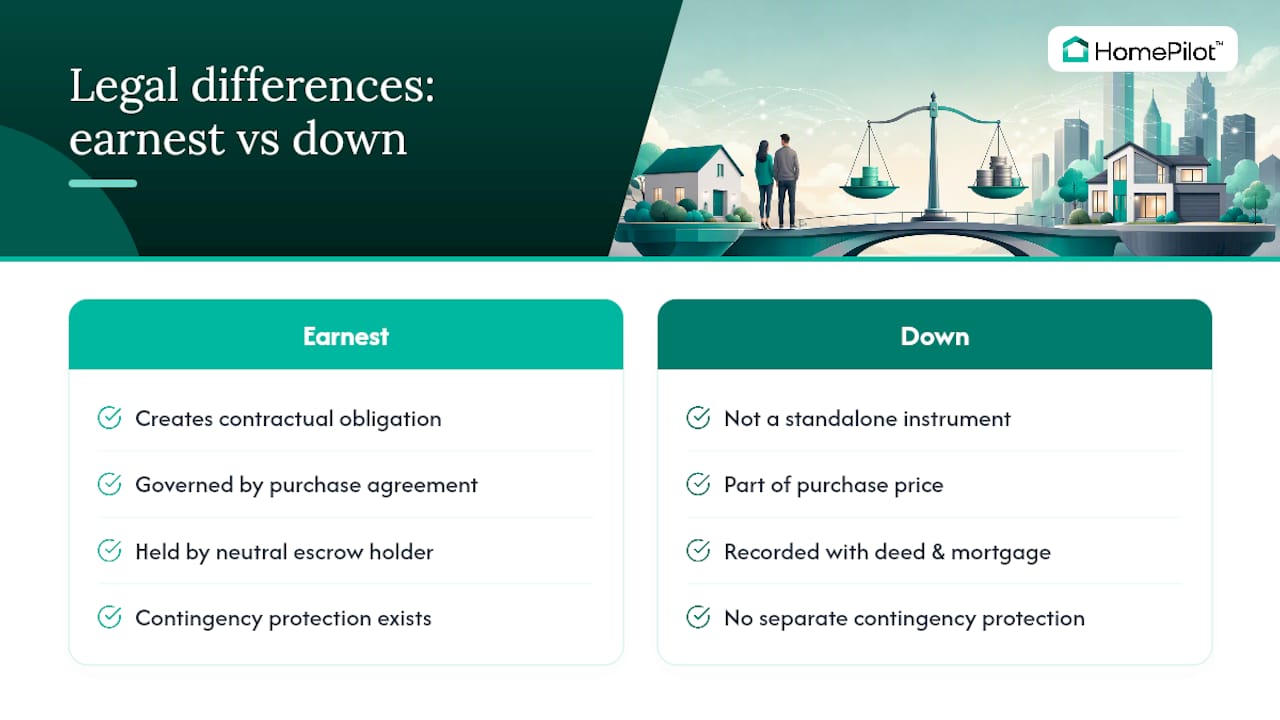 Differences in Legal Implications Between Earnest Money and Down Payment — overview diagram