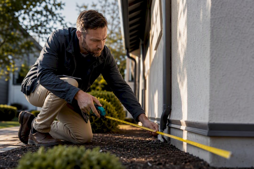 Appraiser measuring a home's exterior