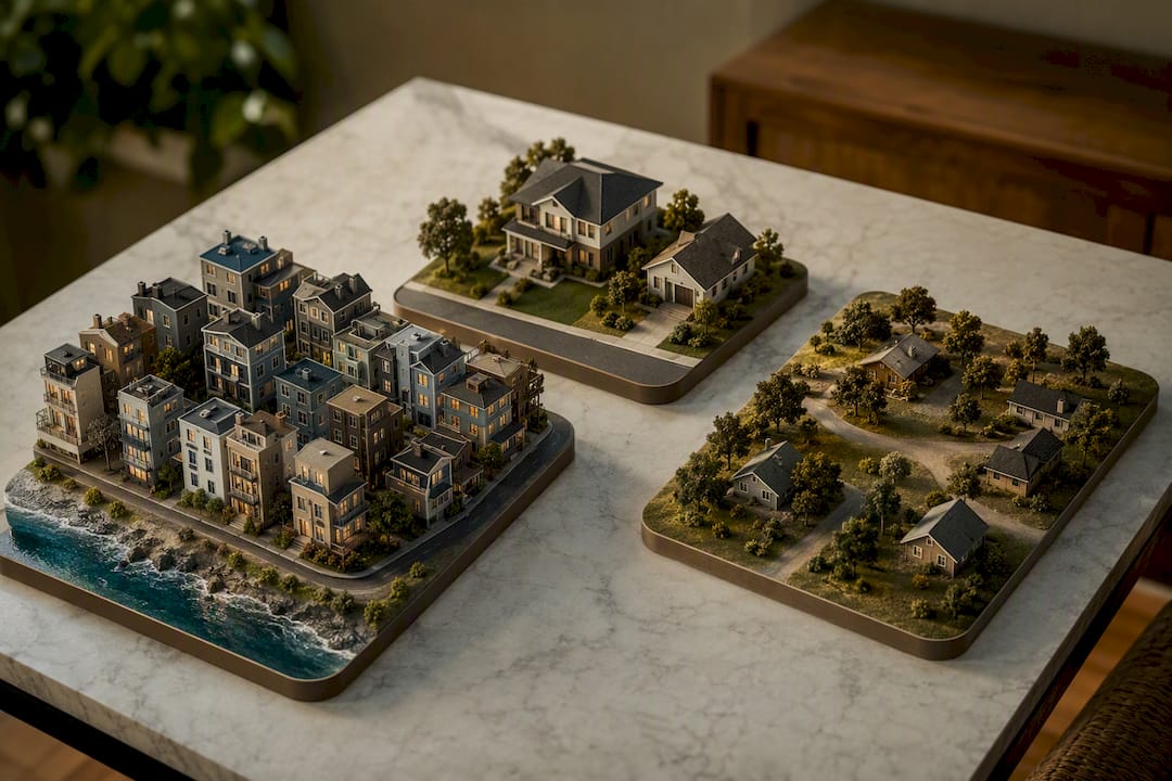 Illustration comparing three housing markets