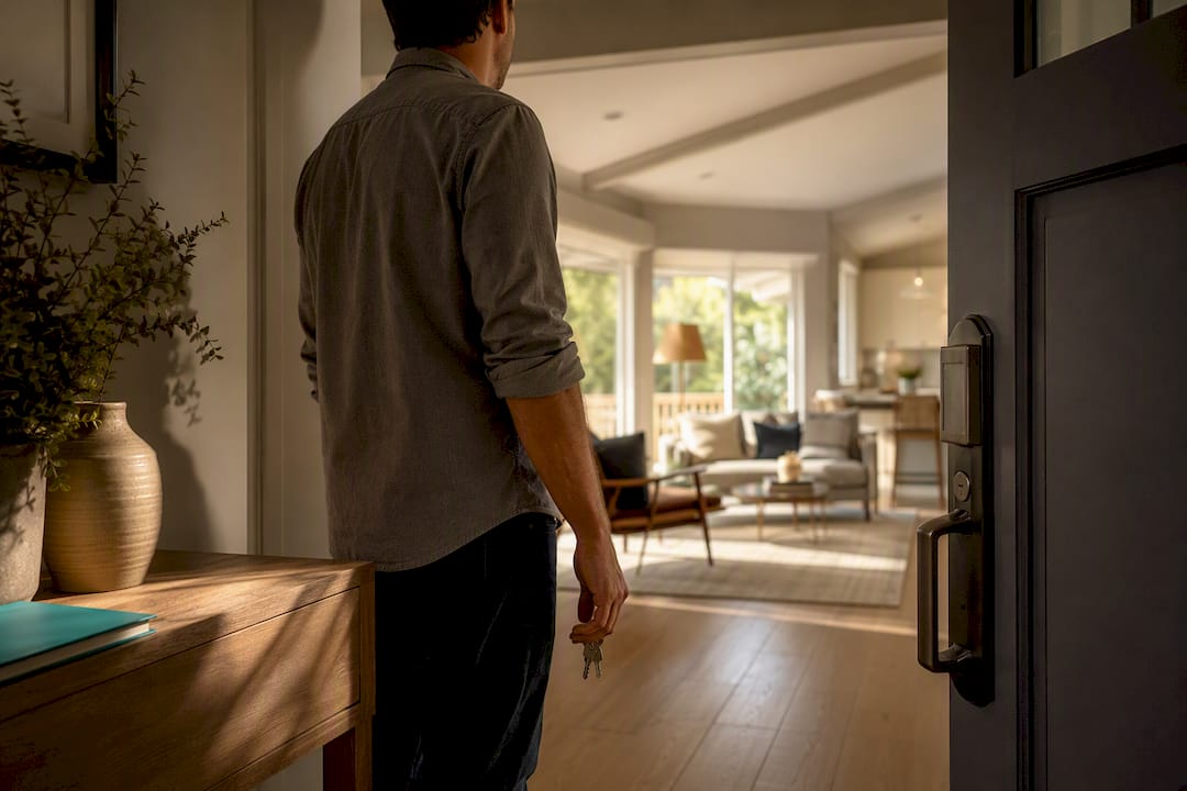Homeowner considering mortgage insurance at home
