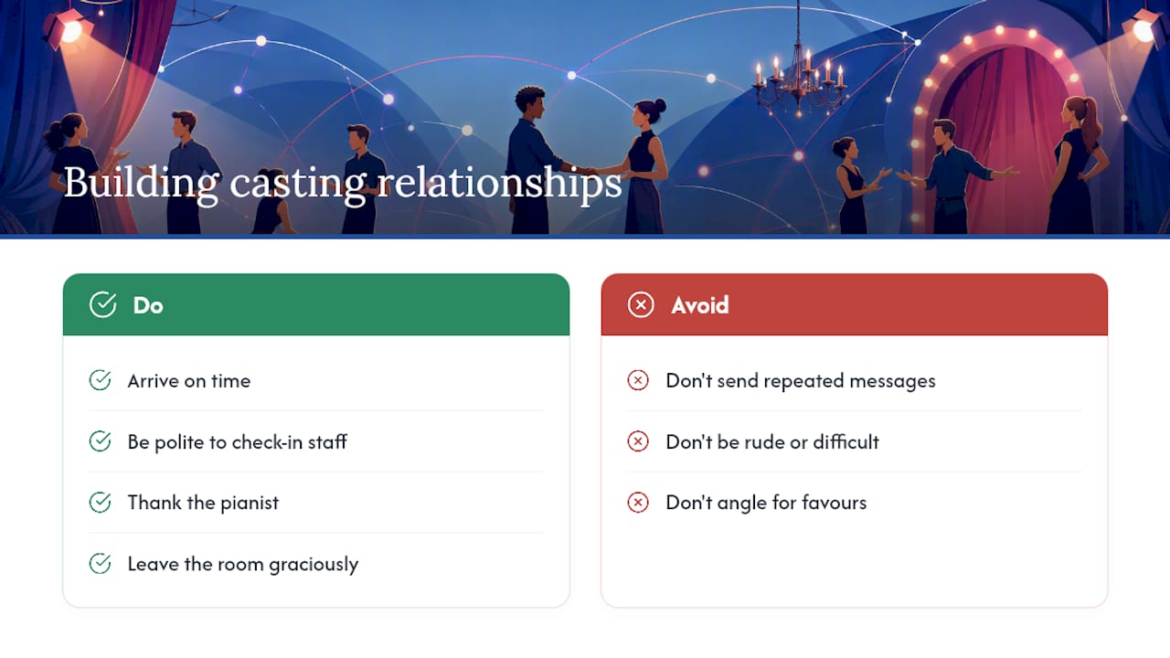 Building relationships with casting professionals — overview diagram