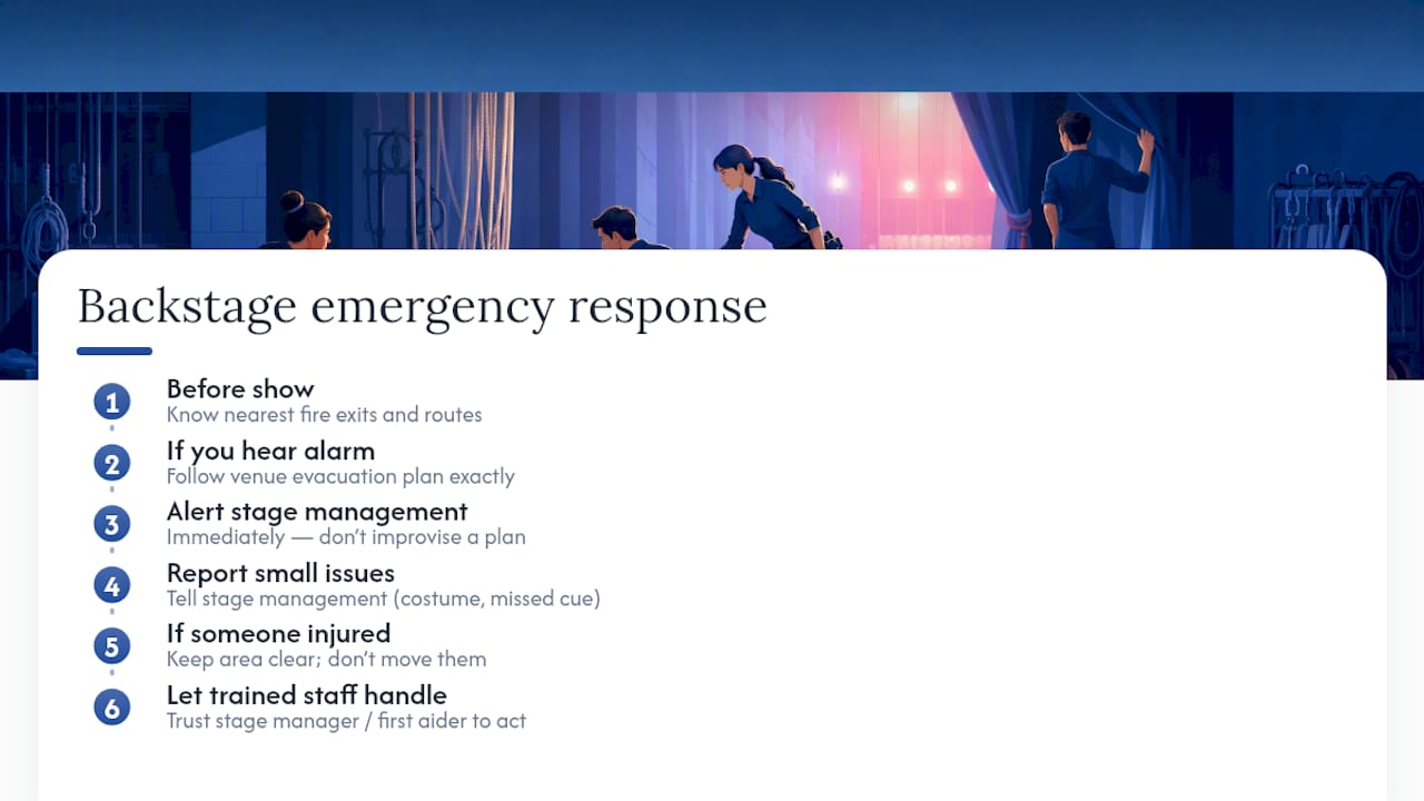 Backstage emergency response sequence