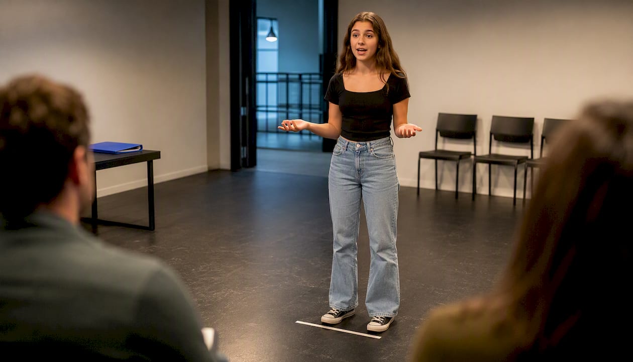 Young performer presenting an open audition