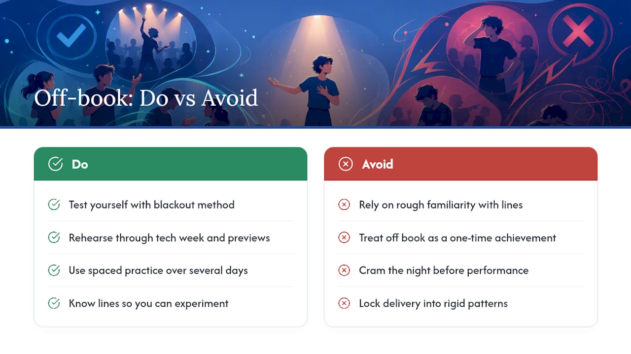 Common misconceptions about being off book — overview diagram