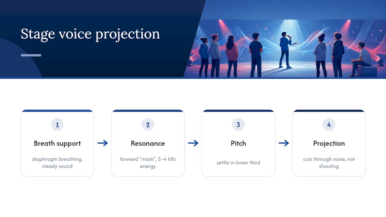 Three systems supporting stage voice projection
