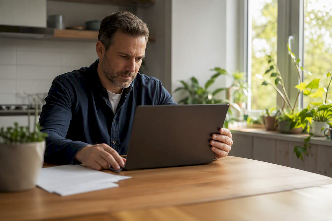 Agent hands using calculator to plan ad budget