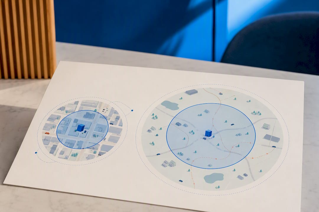 Urban and rural geofence radius comparison