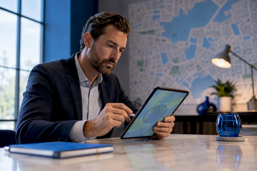 Marketer adjusting a geofenced ad campaign