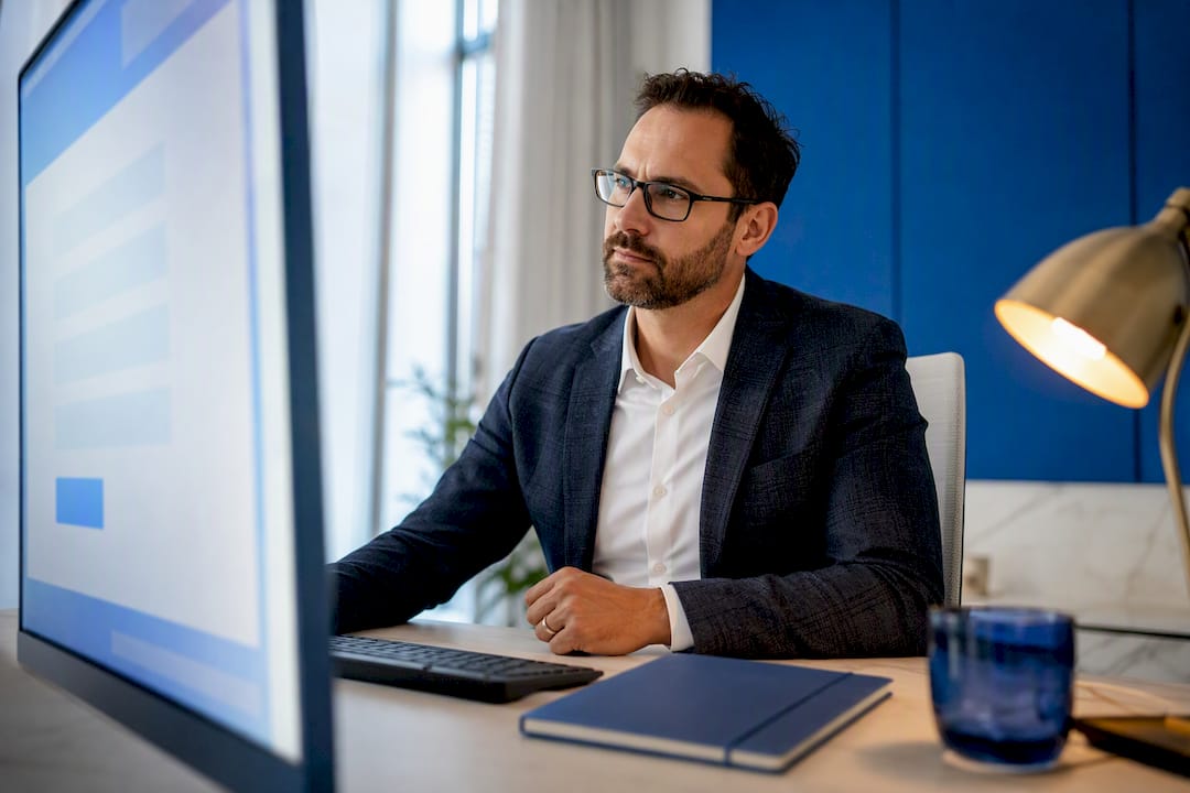 Agent reviewing final expense landing page