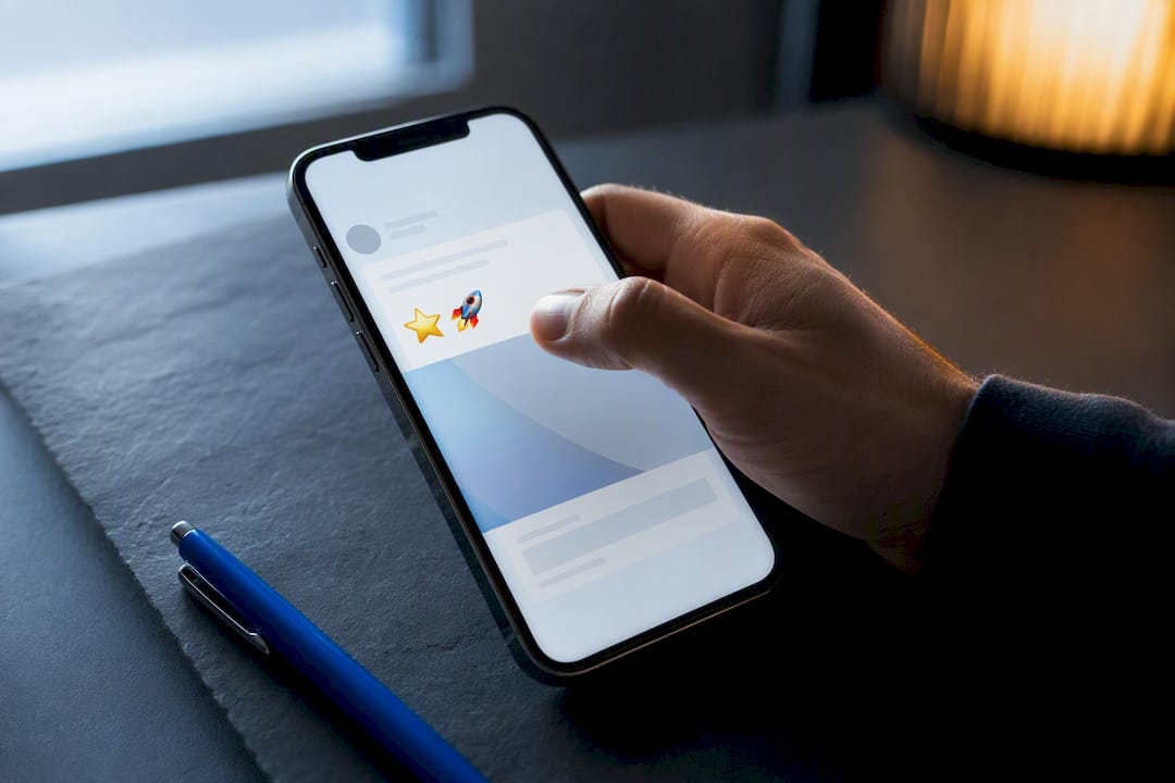 Two emojis in a mobile ad preview