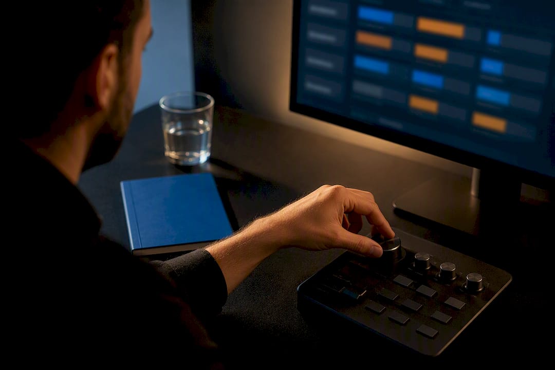 Media buyer reviewing campaign bidding controls